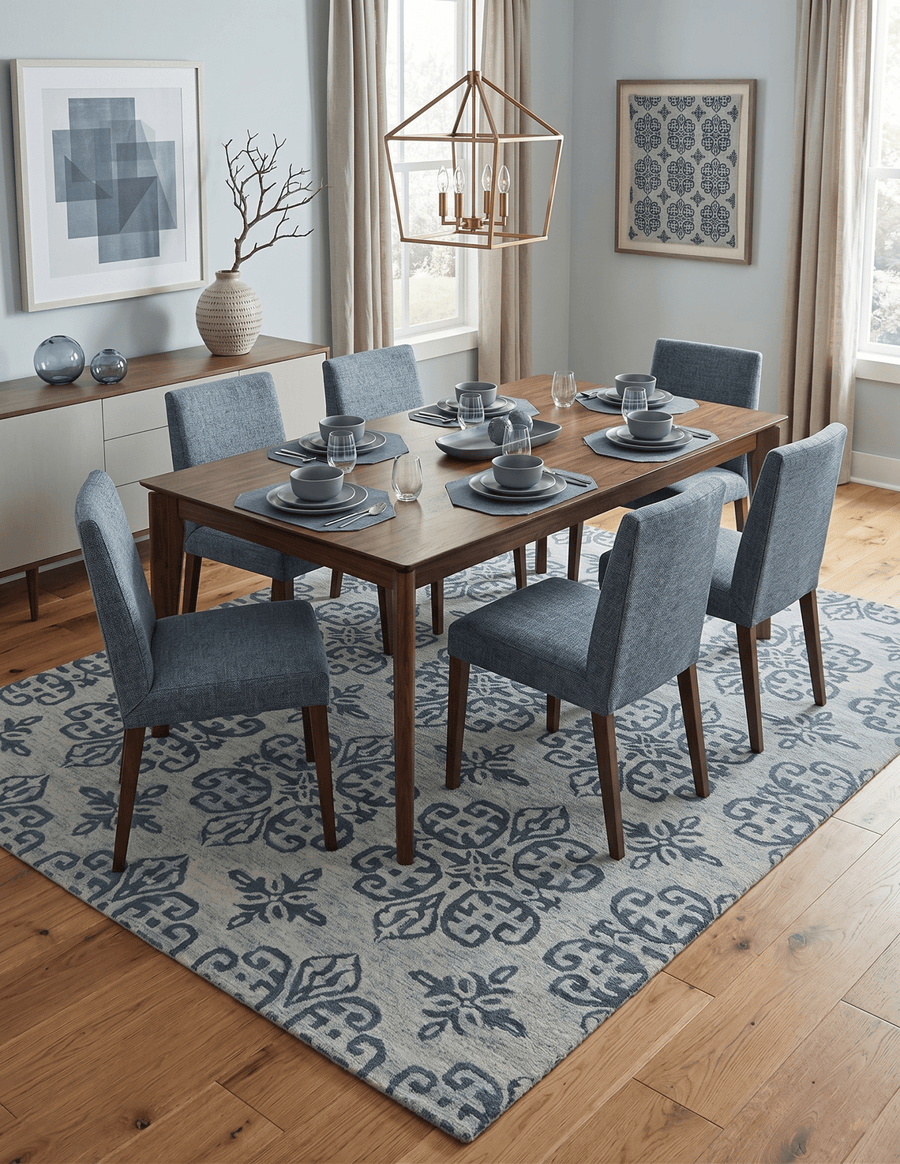 Modern Blue And Beige Hand - Tufted Wool Area Rug - The Rug Decor