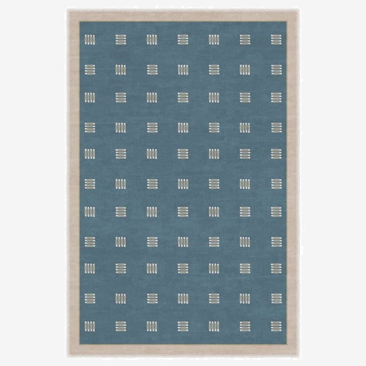 Modern Blue And Beige Machine Washable Cotton Area Rug - The Rug Decor