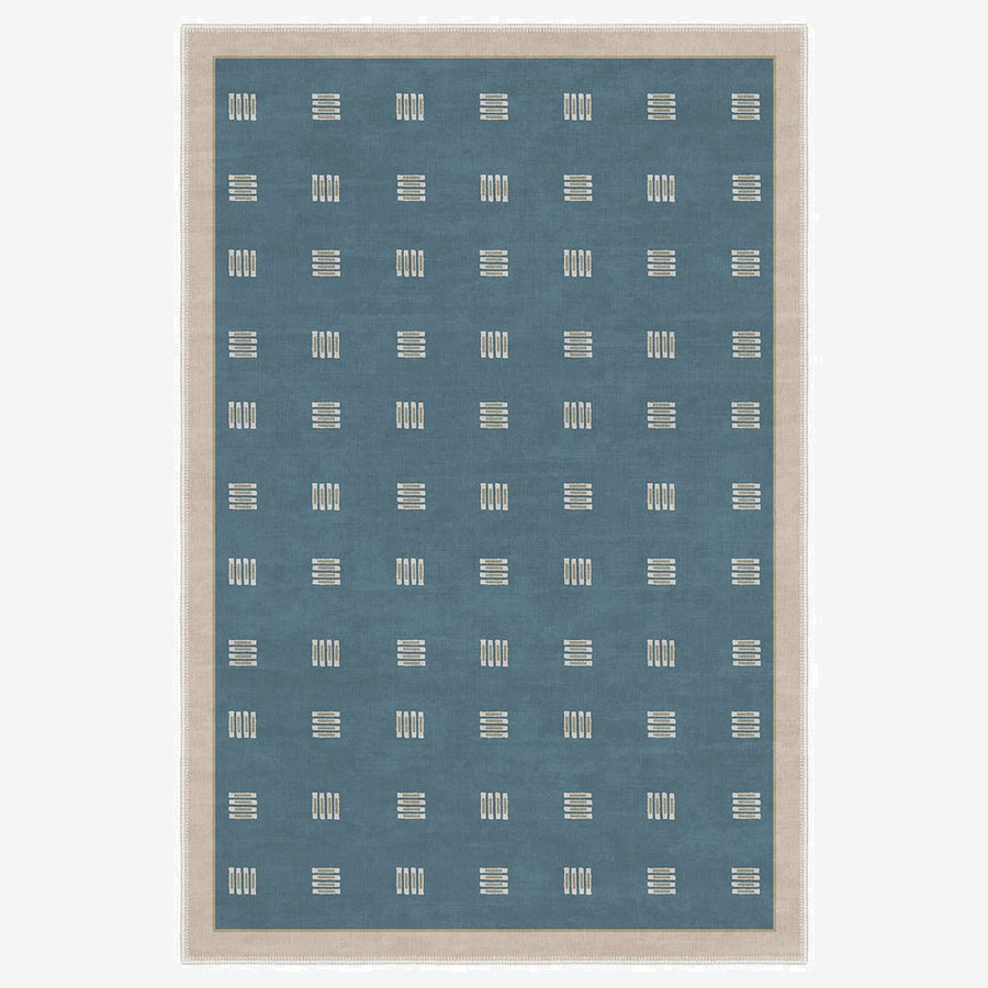 Modern Blue And Beige Machine Washable Cotton Area Rug - The Rug Decor