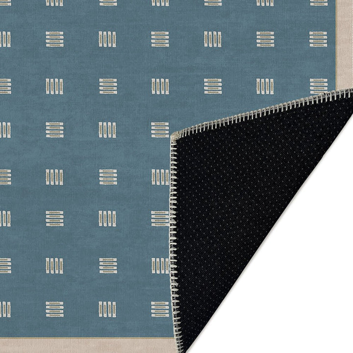 Modern Blue And Beige Machine Washable Cotton Area Rug - The Rug Decor