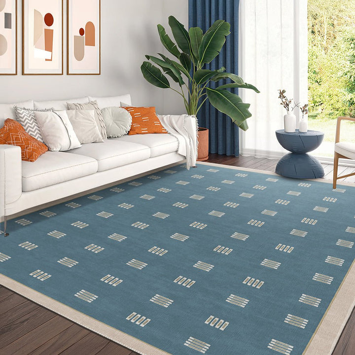 Modern Blue And Beige Machine Washable Cotton Area Rug - The Rug Decor