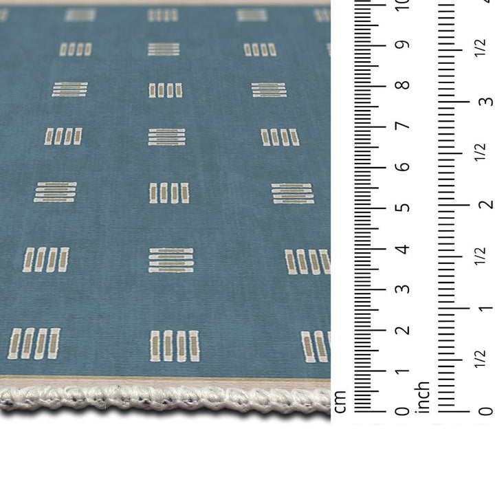 Modern Blue And Beige Machine Washable Cotton Area Rug - The Rug Decor