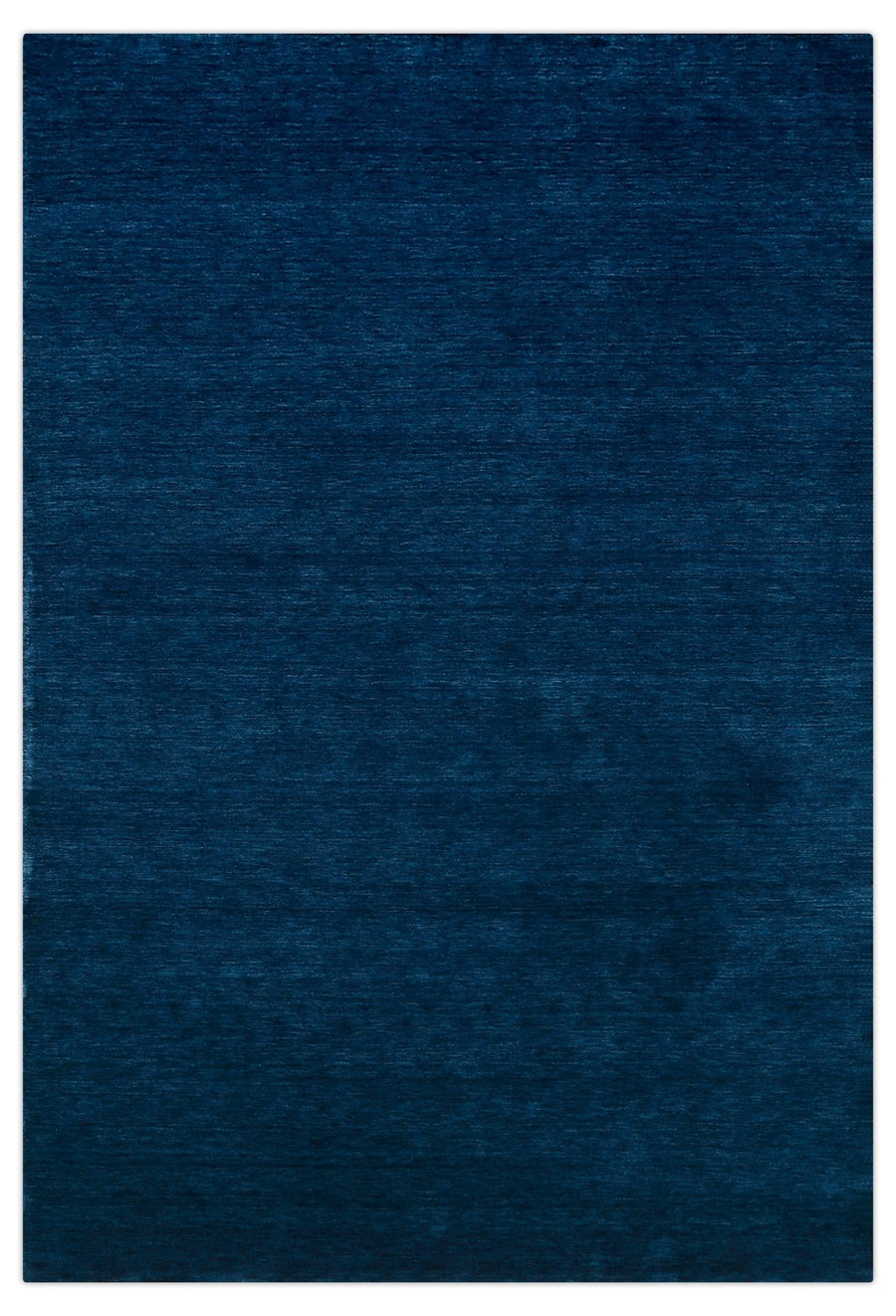 Modern Blue Solid Design Hand Loomed Wool Area Rug - The Rug Decor