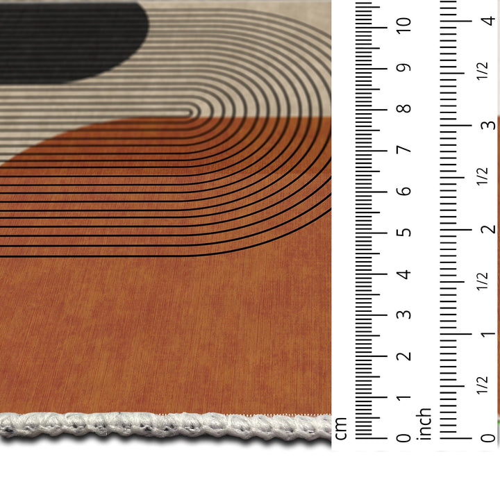 Modern Brown And Beige Machine Washable Cotton Area Rug - The Rug Decor