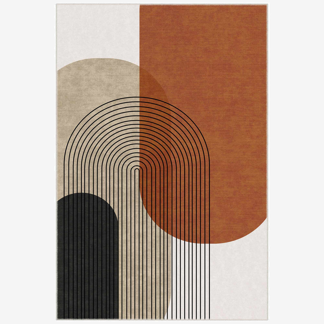 Modern Brown And Beige Machine Washable Cotton Area Rug - The Rug Decor