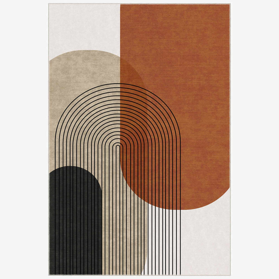 Modern Brown And Beige Machine Washable Cotton Area Rug - The Rug Decor