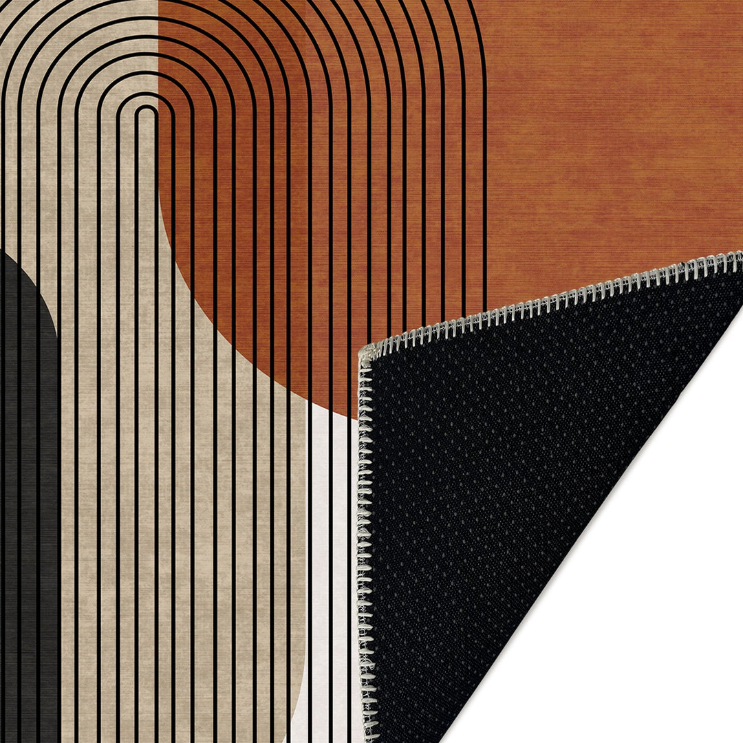 Modern Brown And Beige Machine Washable Cotton Area Rug - The Rug Decor