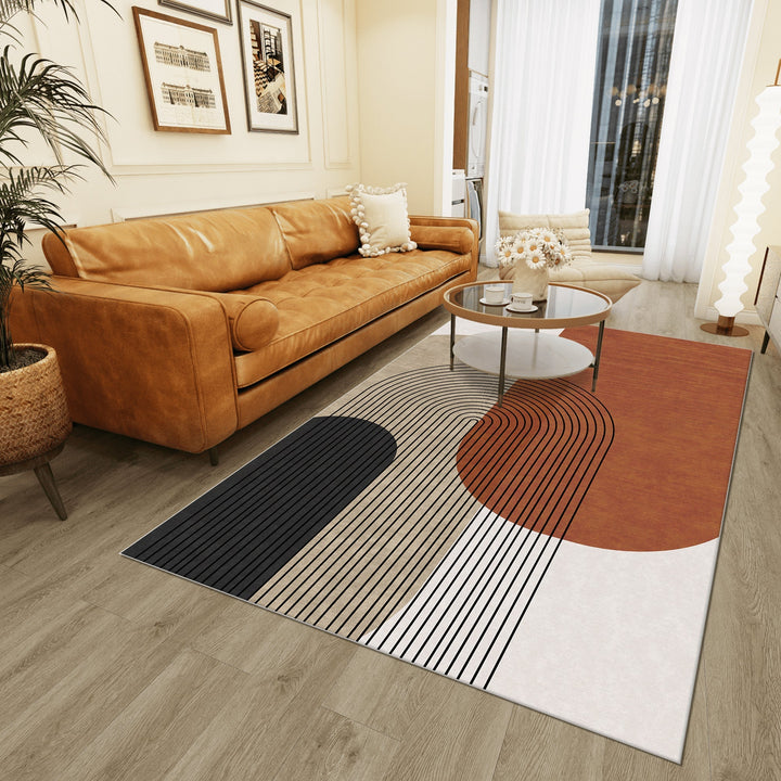 Modern Brown And Beige Machine Washable Cotton Area Rug - The Rug Decor