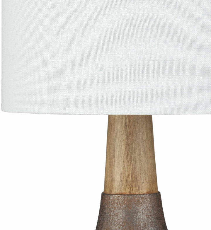 Modern Brown and White Cylindrical Table Lamp - The Rug Decor