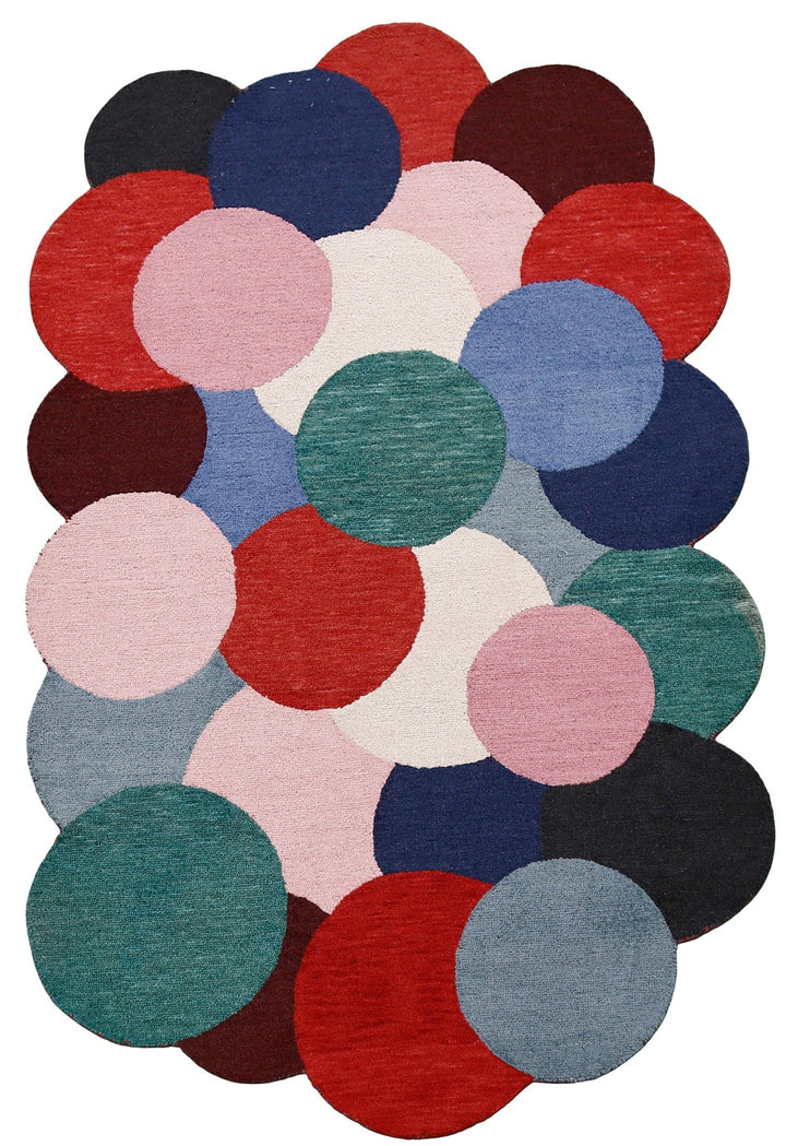 Modern Bubbles Design Multicolor Hand Tufted 5x8 Wool Rug - The Rug Decor