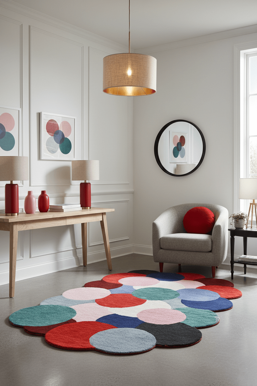 Modern Bubbles Design Multicolor Hand Tufted 5x8 Wool Rug - The Rug Decor