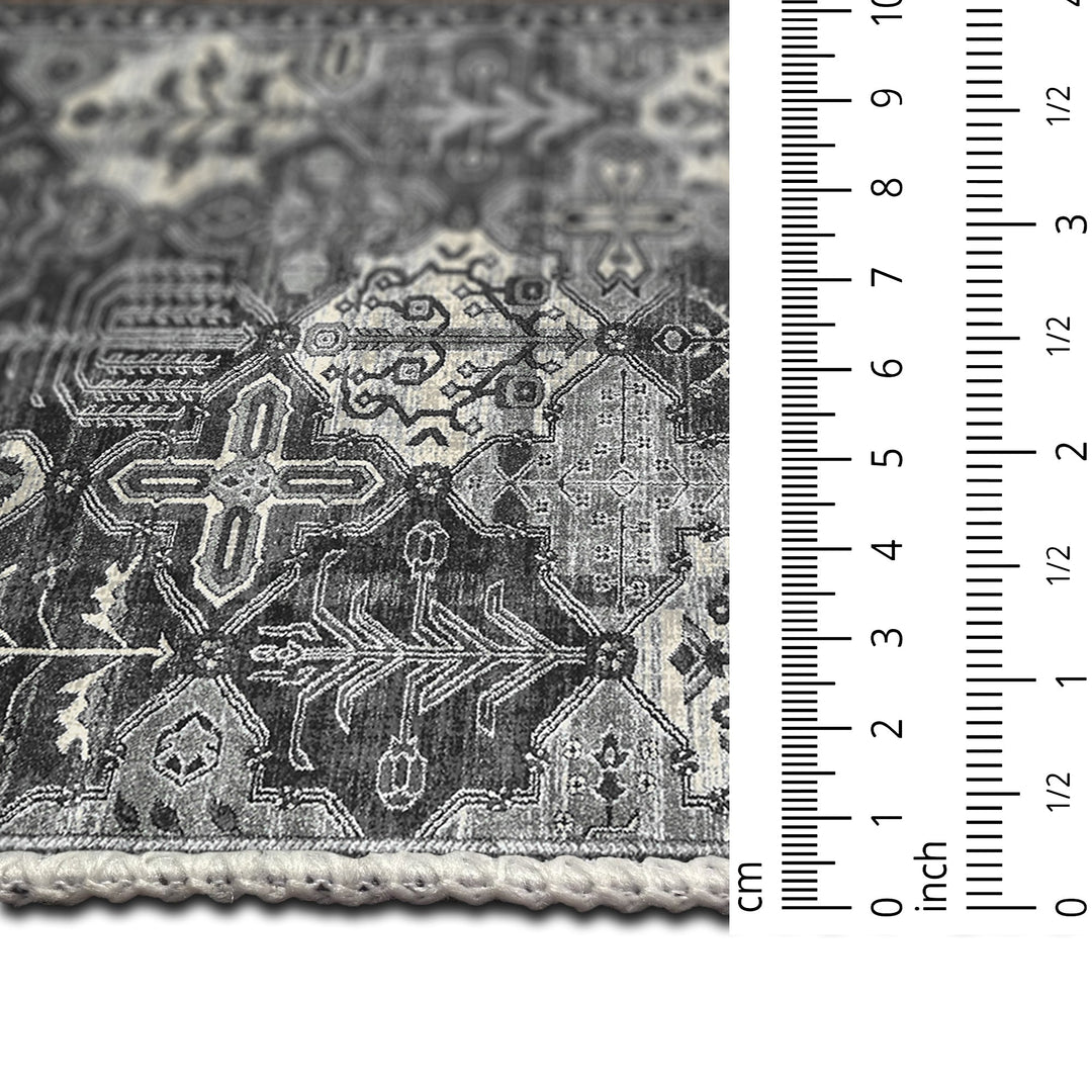 Modern Charcoal And Gray Machine Washable Cotton Area Rug - The Rug Decor