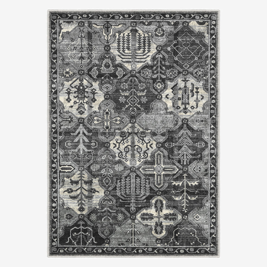 Modern Charcoal And Gray Machine Washable Cotton Area Rug - The Rug Decor