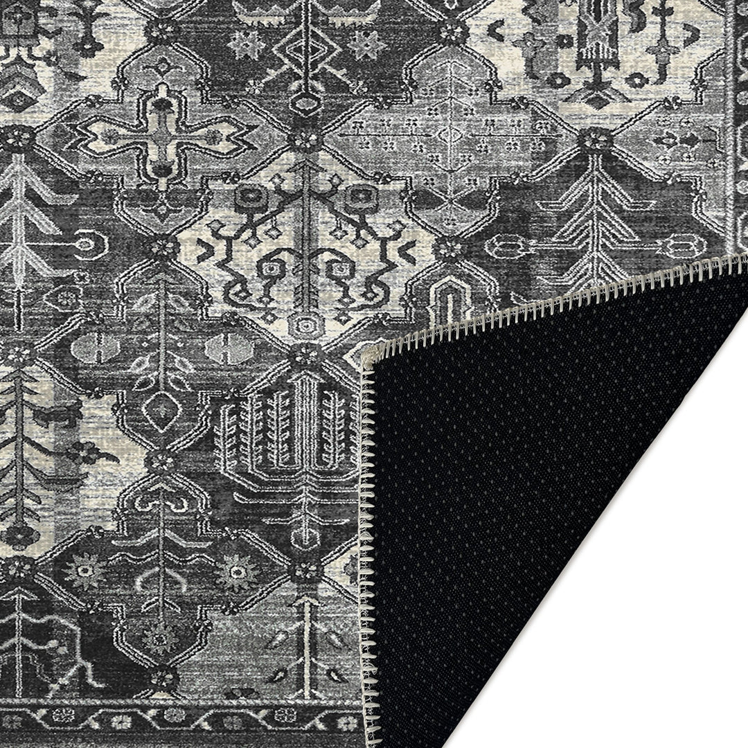 Modern Charcoal And Gray Machine Washable Cotton Area Rug - The Rug Decor