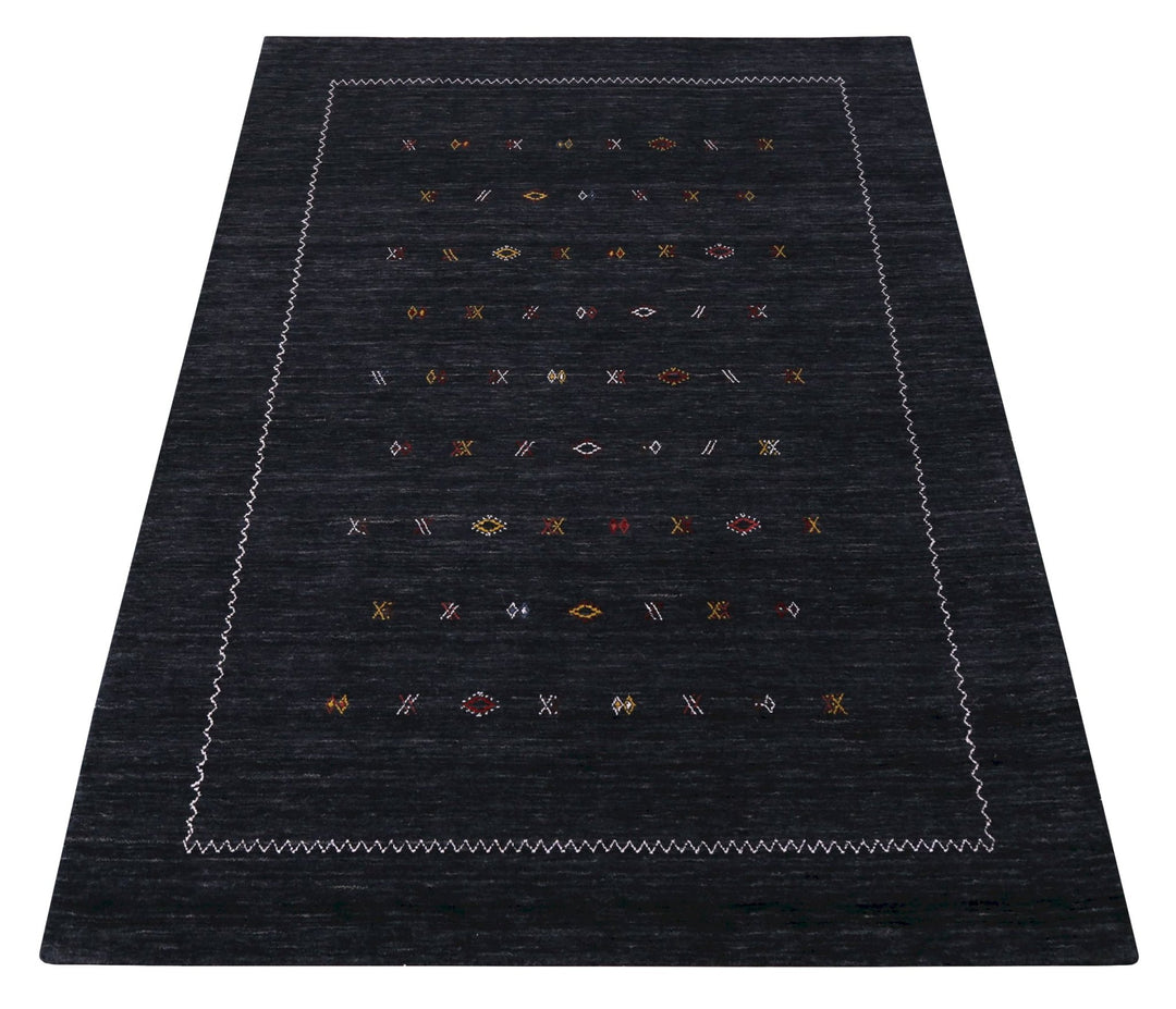 Modern Charcoal And White Hand Loomed Wool Area Rug - The Rug Decor