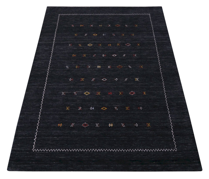 Modern Charcoal And White Hand Loomed Wool Area Rug - The Rug Decor