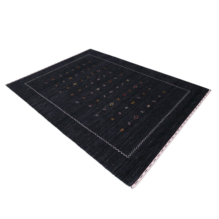 Modern Charcoal And White Hand Loomed Wool Area Rug - The Rug Decor