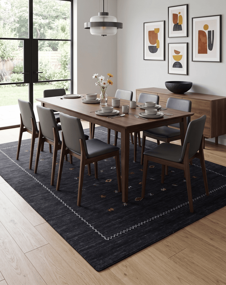 Modern Charcoal And White Hand Loomed Wool Area Rug - The Rug Decor