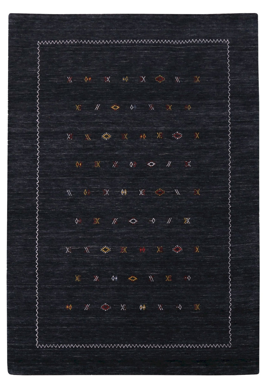Modern Charcoal And White Hand Loomed Wool Area Rug - The Rug Decor