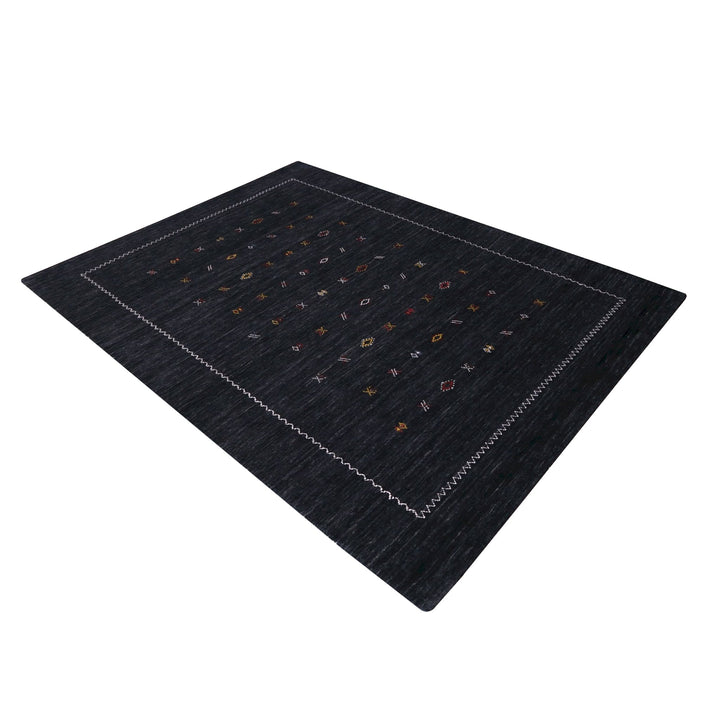 Modern Charcoal And White Hand Loomed Wool Area Rug - The Rug Decor
