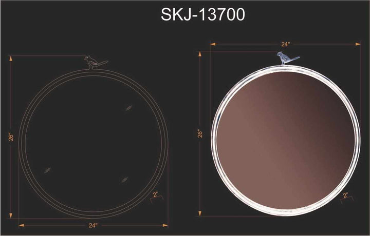 Modern charcoal Ring Framed wall mirror - The Rug Decor