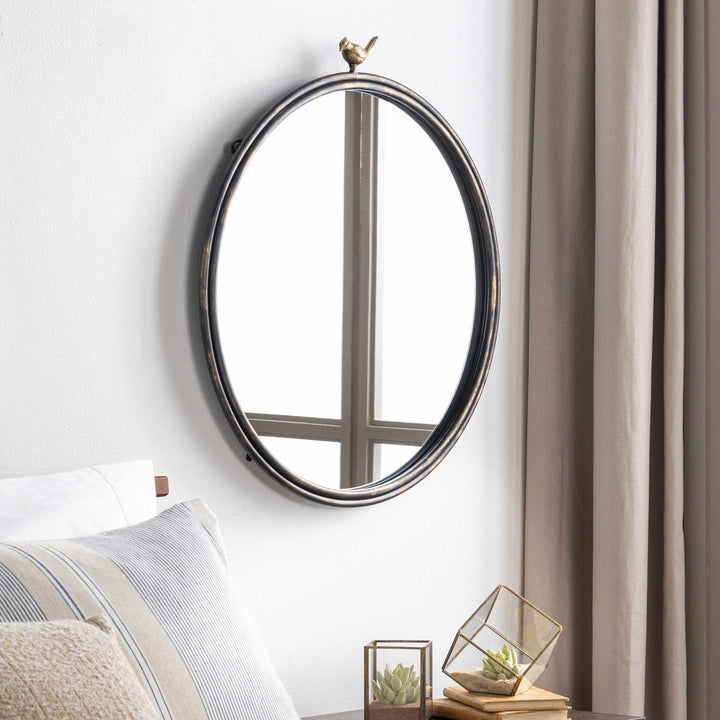 Modern charcoal Ring Framed wall mirror - The Rug Decor