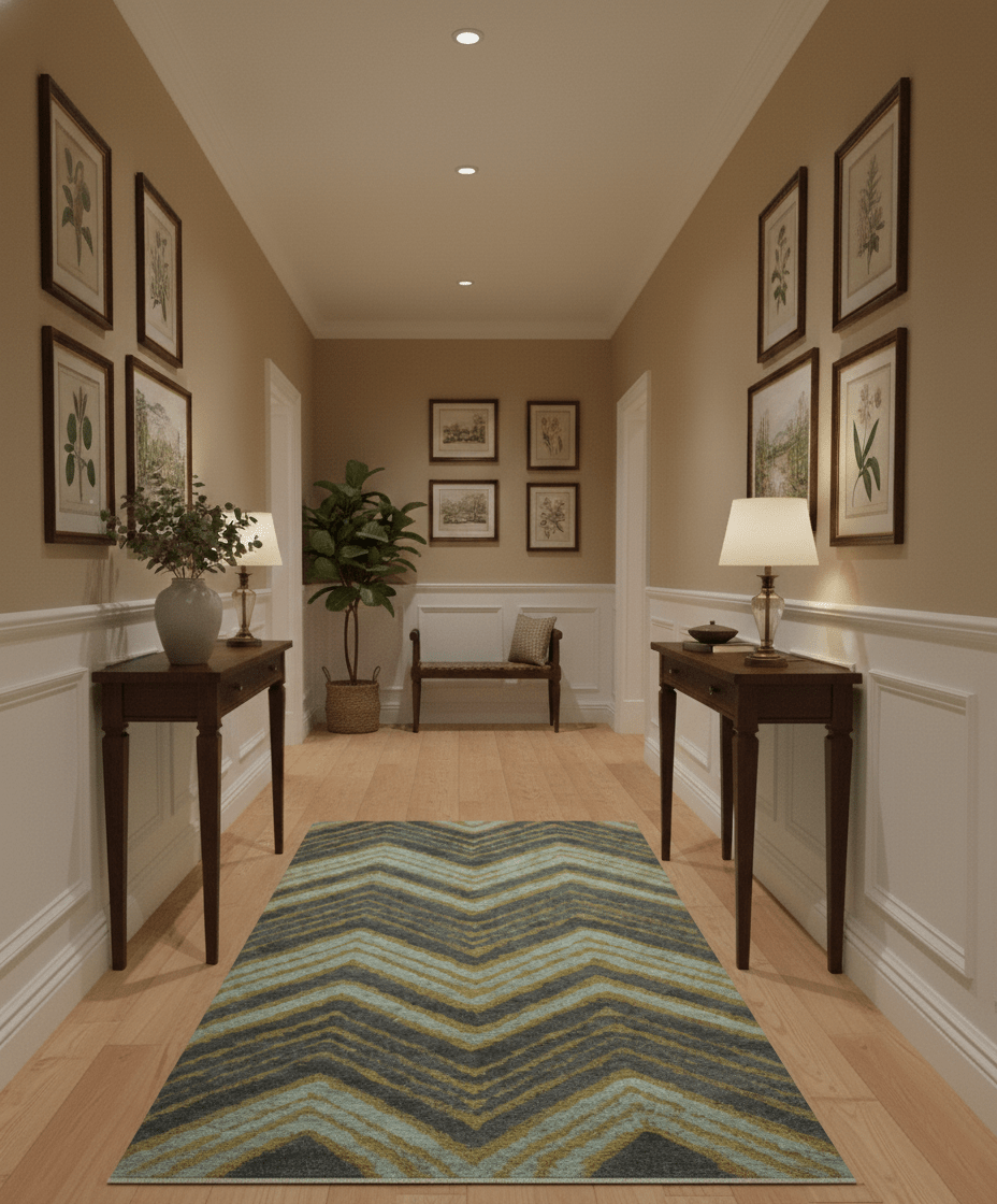 Modern Chevron Design Gold And Beige 5.6x8 Hand Knotted Bamboo Silk Area Rug - The Rug Decor