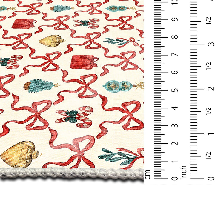 Modern Christmas Machine Washable White And Red Cotton Area Rug - The Rug Decor
