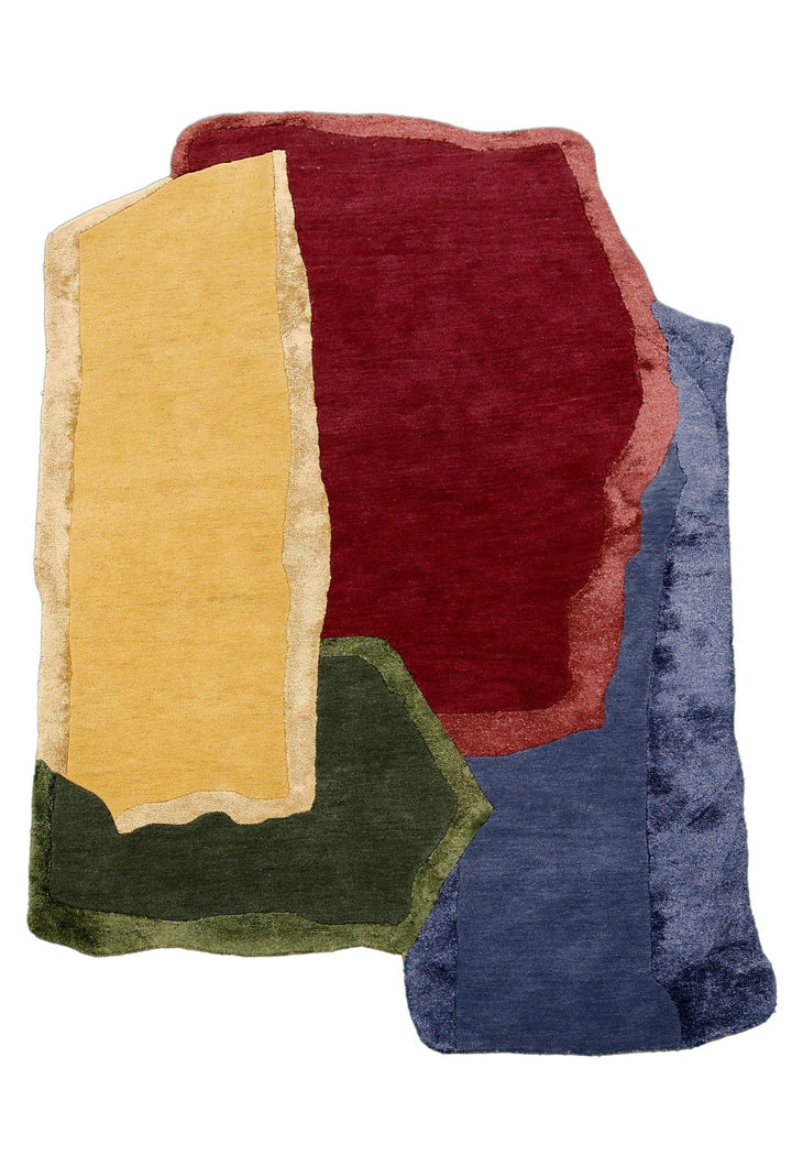 Modern Color Blocks Hand Tufted 5x8 Wool Area Rug - The Rug Decor