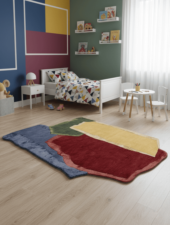 Modern Color Blocks Hand Tufted 5x8 Wool Area Rug - The Rug Decor