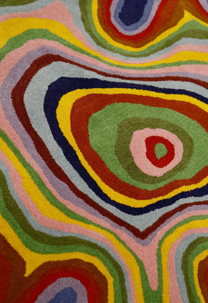 Modern Colorburst Ripple Hand Tufted 6x6 Wool Rug - The Rug Decor