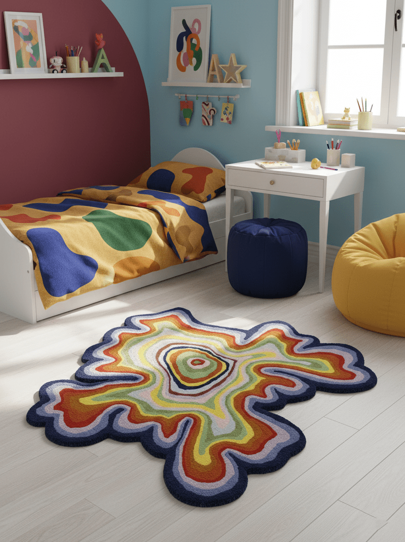 Modern Colorburst Ripple Hand Tufted 6x6 Wool Rug - The Rug Decor