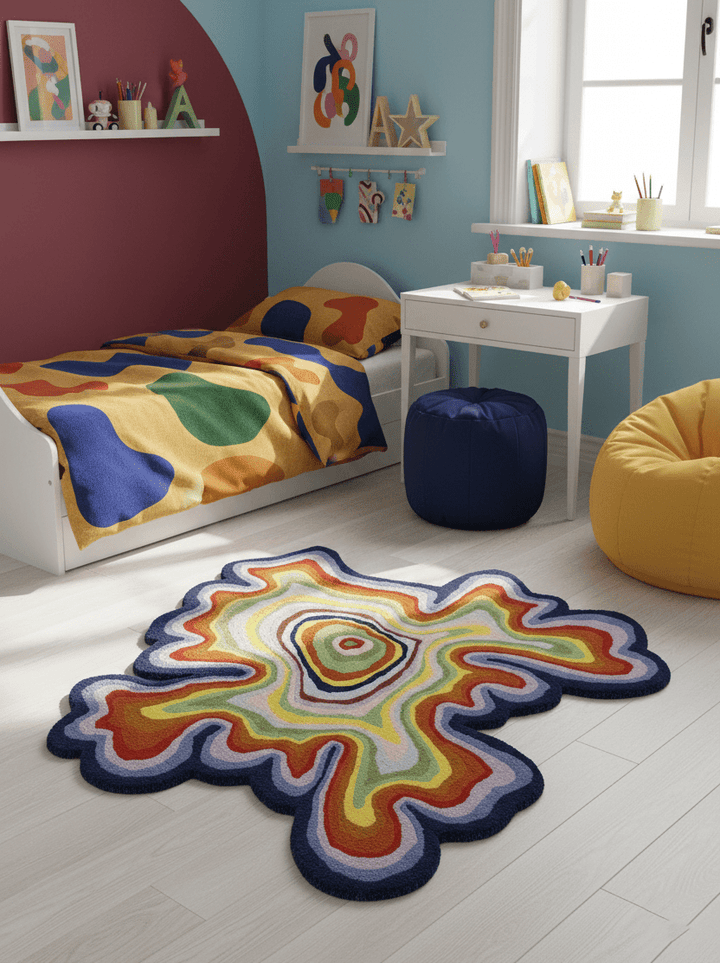 Modern Colorburst Ripple Hand Tufted 6x6 Wool Rug - The Rug Decor