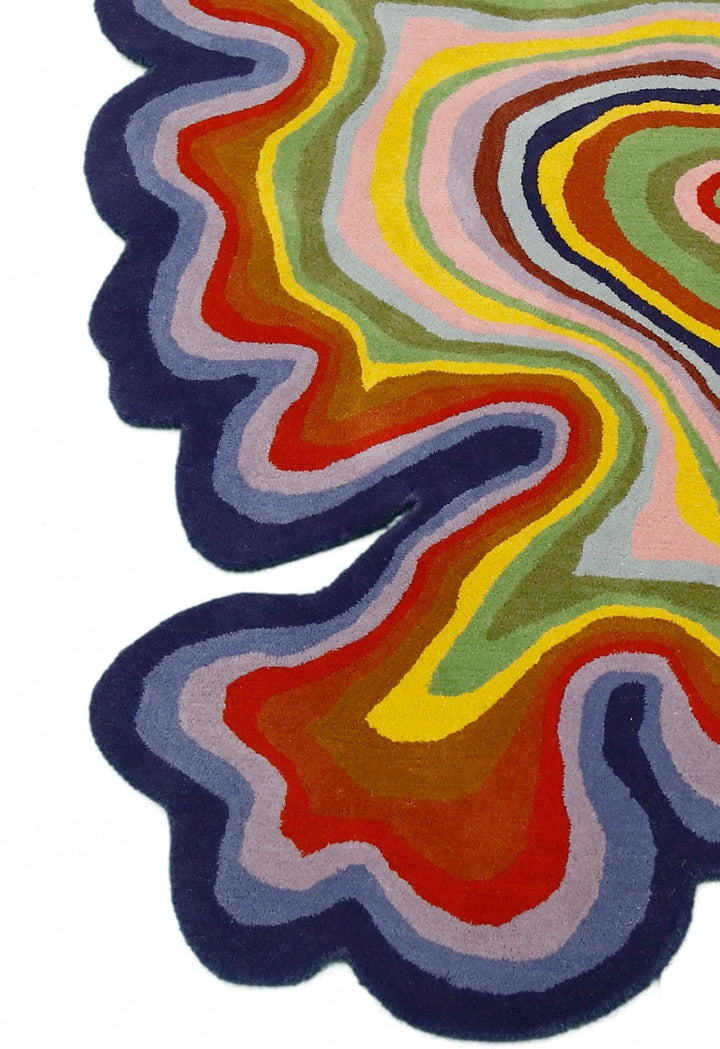 Modern Colorburst Ripple Hand Tufted 6x6 Wool Rug - The Rug Decor