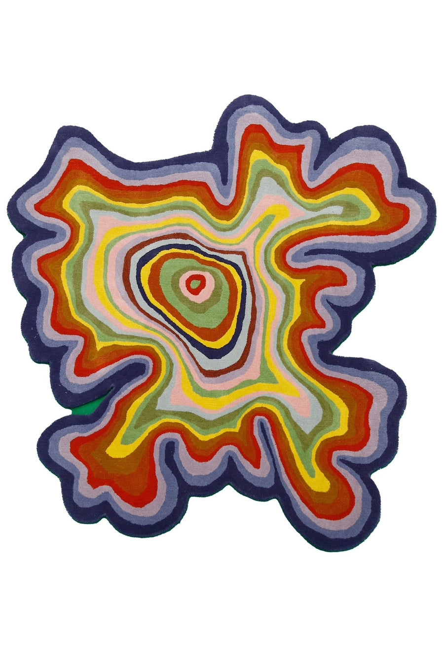 Modern Colorburst Ripple Hand Tufted 6x6 Wool Rug - The Rug Decor