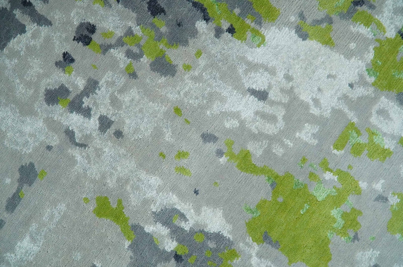 Modern Colorful Moss green, Gray, Charcoal, White Hand Knotted 8x10 Wool area rug - The Rug Decor