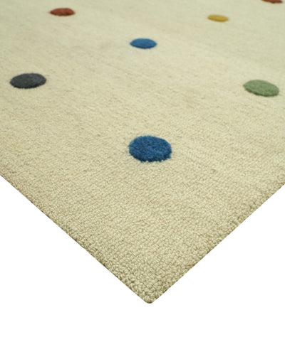 Modern Colorful Polka Dot Beige 8x10 Hand Tufted wool area rug - The Rug Decor