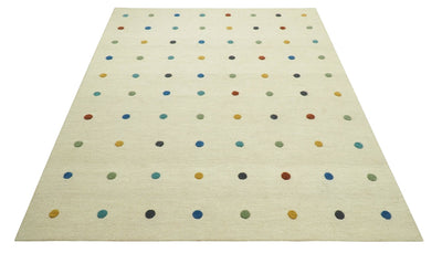 Modern Colorful Polka Dot Beige 8x10 Hand Tufted wool area rug - The Rug Decor