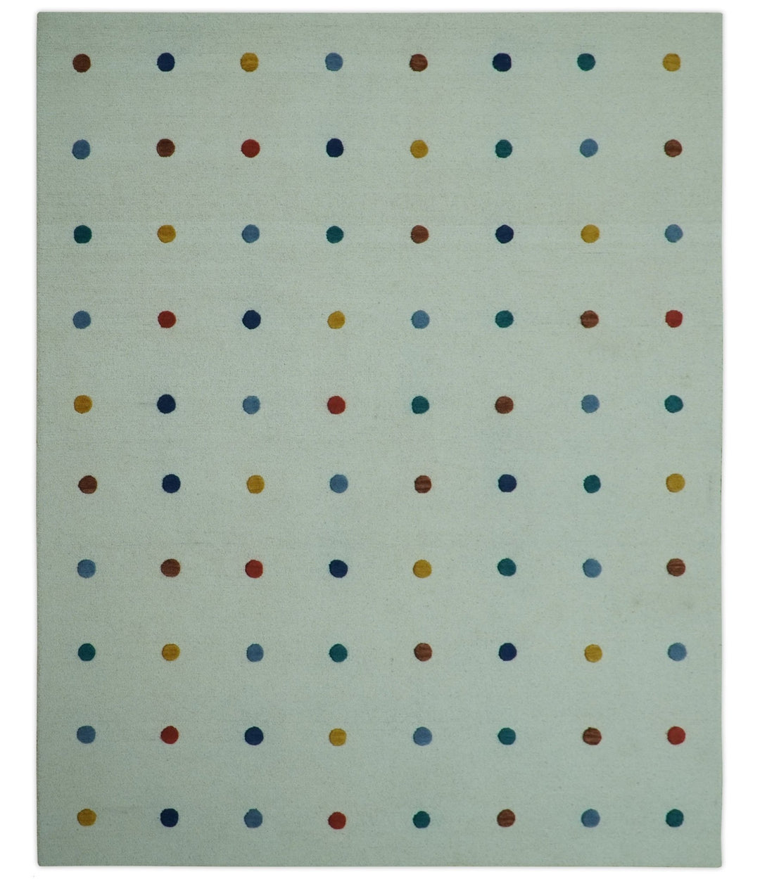 Modern Colorful Polka Dot Ivory 8x10 Hand Tufted wool area rug - The Rug Decor