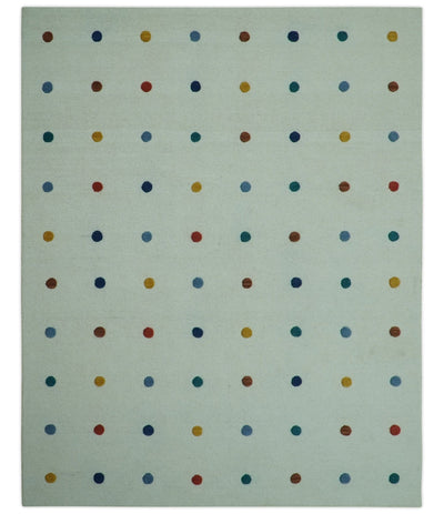 Modern Colorful Polka Dot Ivory 8x10 Hand Tufted wool area rug - The Rug Decor