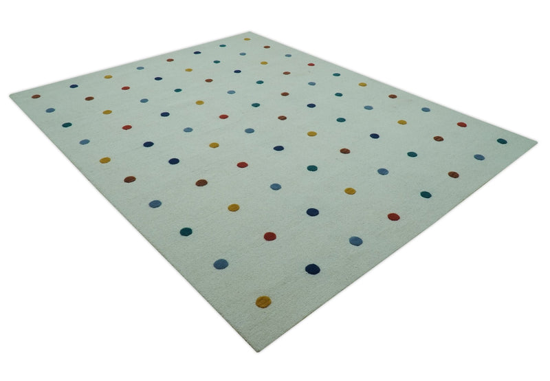 Modern Colorful Polka Dot Ivory 8x10 Hand Tufted wool area rug - The Rug Decor