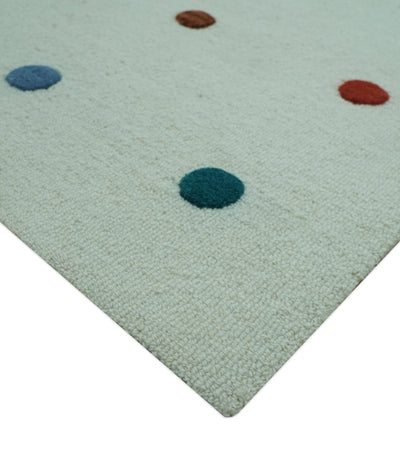 Modern Colorful Polka Dot Ivory 8x10 Hand Tufted wool area rug - The Rug Decor