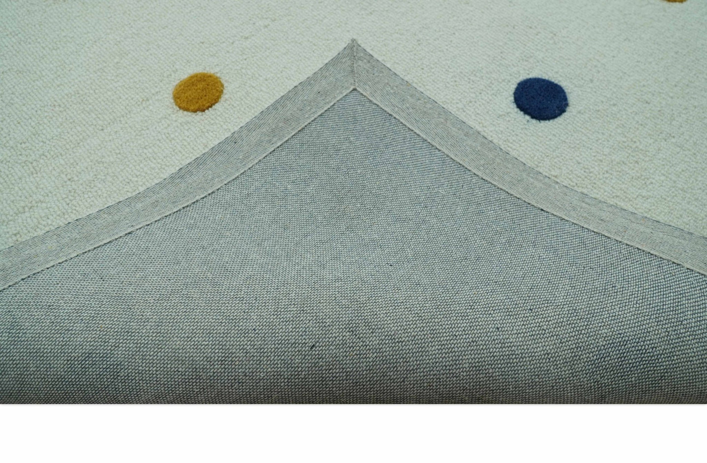 Modern Colorful Polka Dot Ivory 8x10 Hand Tufted wool area rug - The Rug Decor