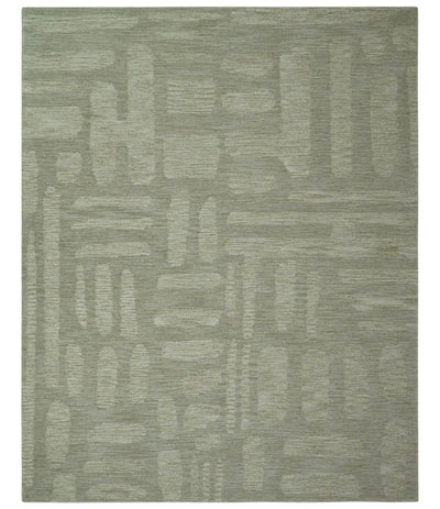 Modern Contemporarry Olive and Ivory Hand Tufted Custom Made wool rug - The Rug Decor