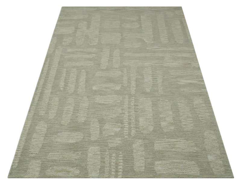 Modern Contemporarry Olive and Ivory Hand Tufted Custom Made wool rug - The Rug Decor