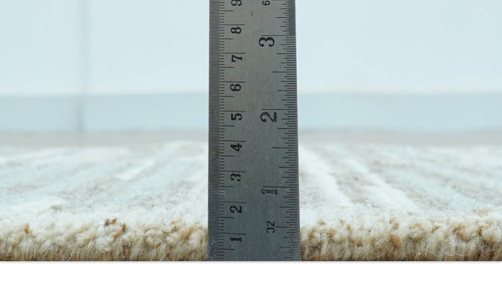 Modern Contemporary Beige And Gray Hand Knotted 2x3 Wool Area Rug - The Rug Decor