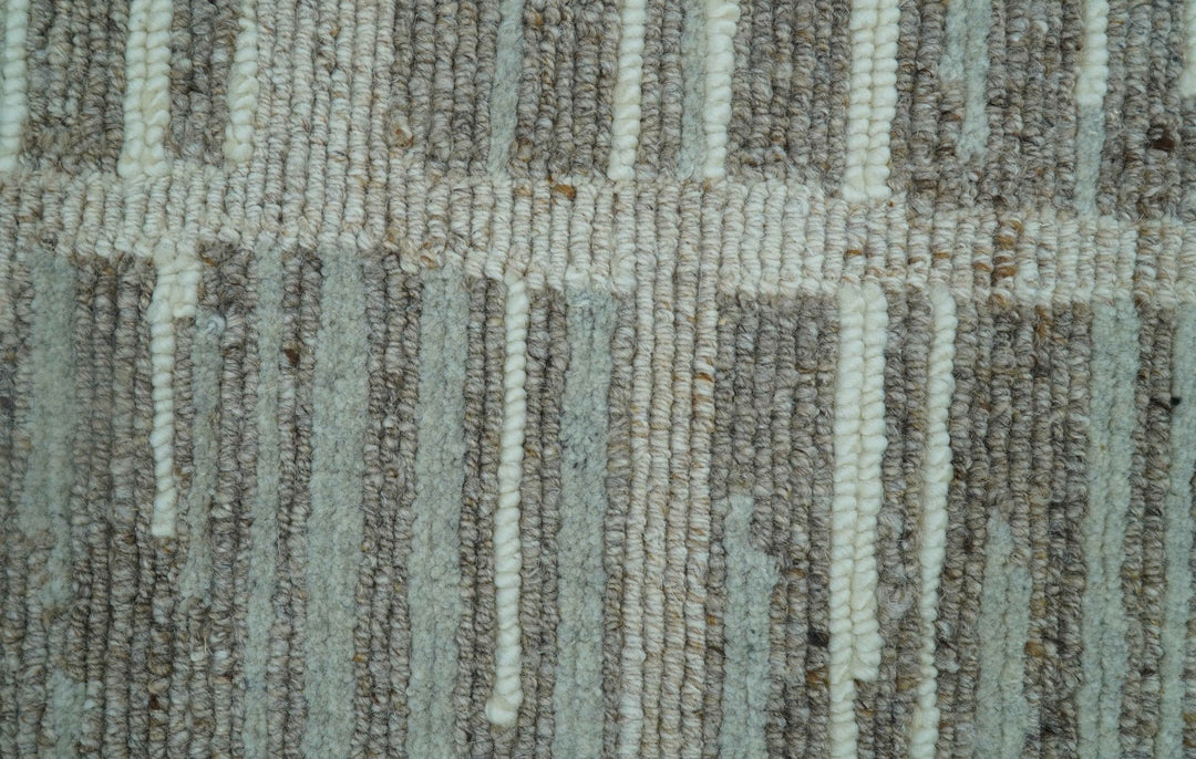 Modern Contemporary Beige And Gray Hand Knotted 2x3 Wool Area Rug - The Rug Decor