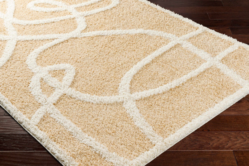 Modern Contemporary Beige and Ivory free line design Plush Pile area Rug - The Rug Decor