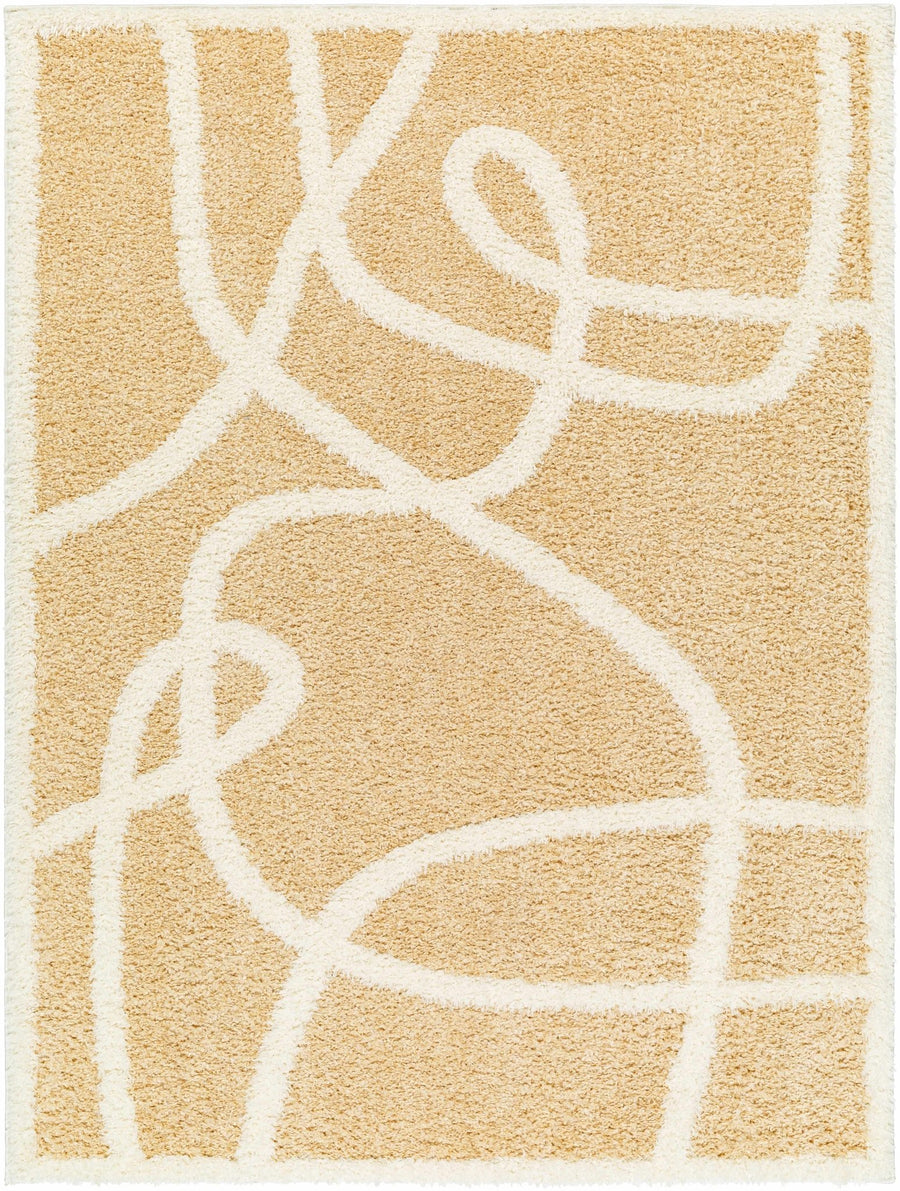 Modern Contemporary Beige and Ivory free line design Plush Pile area Rug - The Rug Decor