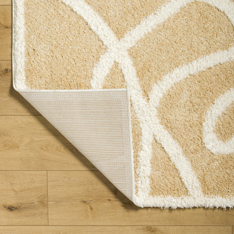 Modern Contemporary Beige and Ivory free line design Plush Pile area Rug - The Rug Decor